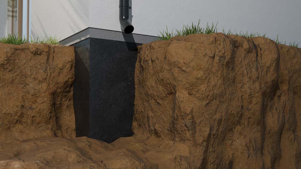 Applying a waterproof membrane to the foundation protects it from moisture, especially in vulnerable areas.